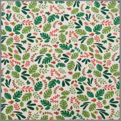 0,4 Meter - Baumwolljersey Dschungelpflanzen - creme