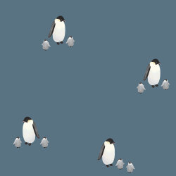 0,8 Meter - French Terry Digital Organic Pinguine - indigo
