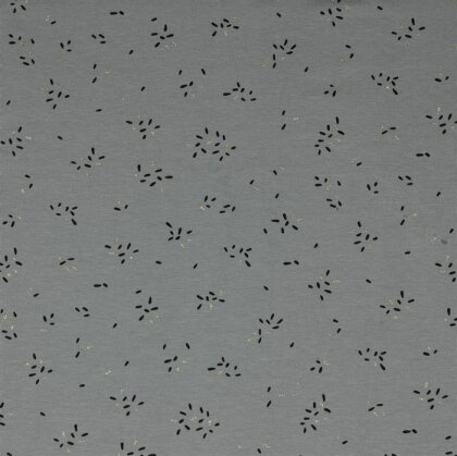 0,4 Meter - Baumwolljersey Glitzer Striche - steingrau/grau