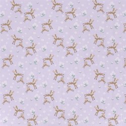 0,5 Meter - Baumwolljersey springende Rehe - hellflieder