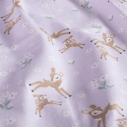 0,5 Meter - Baumwolljersey springende Rehe - hellflieder