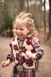 Teddystoff aprikot Blumen - lavendel