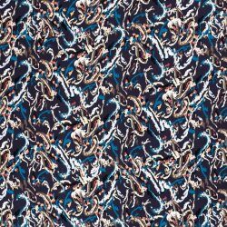 0,4 Meter - Viskose Popeline bunte Kunst - dunkel stahlblau