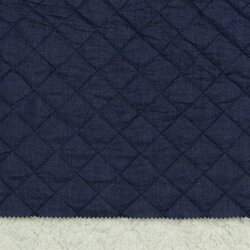0,4 Meter - Steppstoff Jeans und Teddy - indigoblau