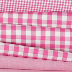 0,8 Meter - Baumwollpopeline garngefärbt - Vichy Karo 10mm *Vera* - fuchsia