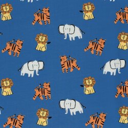 0,7 Meter - Baumwolljersey Tiger und Co - royalblau