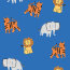 0,7 Meter - Baumwolljersey Tiger und Co - royalblau