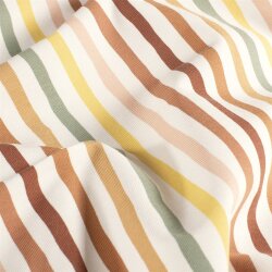 0,5 Meter - Baumwolljersey bunte Streifen - cremeweiss