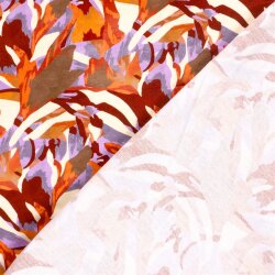 French Terry Digital Blumenmuster - orange