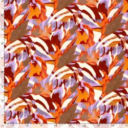 French Terry Digital Blumenmuster - orange