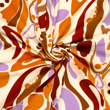 French Terry Digital Blumenkunst - orange