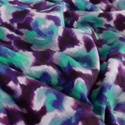 French Terry Digital Leotupfen - violett/türkis