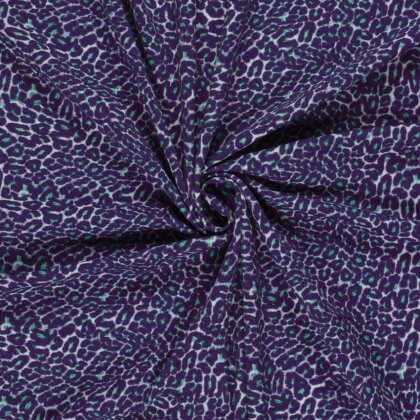 French Terry Digital Leomuster - violett/türkis