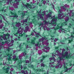 French Terry Digital Blumenschatten - türkis/violett