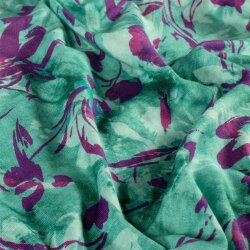 French Terry Digital Blumenschatten - türkis/violett