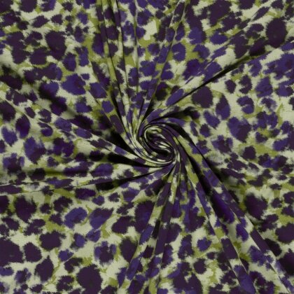 French Terry Digital lila Tupfen - frühlingsgrün