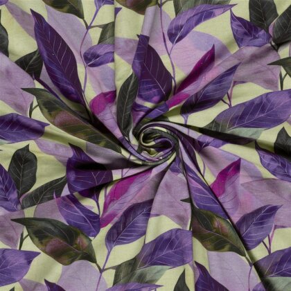 French Terry Digital Blätter - frühlingsgrün