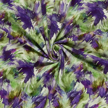 French Terry Digital abstrakte Striche - frühlingsgrün