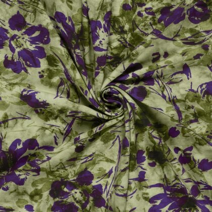 French Terry Digital Blumendruck - grün