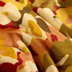 French Terry Digital Retro Blümchen - ocker