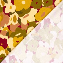 French Terry Digital Retro Blümchen - ocker