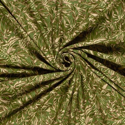 French Terry Digital Blätter - oliv