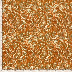 French Terry Digital Blätter - orange
