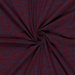 French Terry Digital Abstrakt - dunkelblau/rot