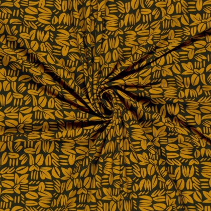 French Terry Digital Abstrakt - schwarz/senf