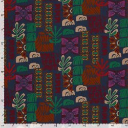 French Terry Digital Retro Kunst - dunkelblau