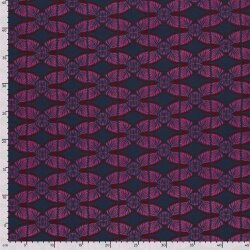 French Terry Digital Retro Blätter - dunkelblau