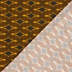 French Terry Digital Retro Blätter - steinrot