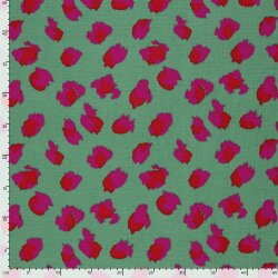 Musselin bunte Leotupfen - smaragdgrün