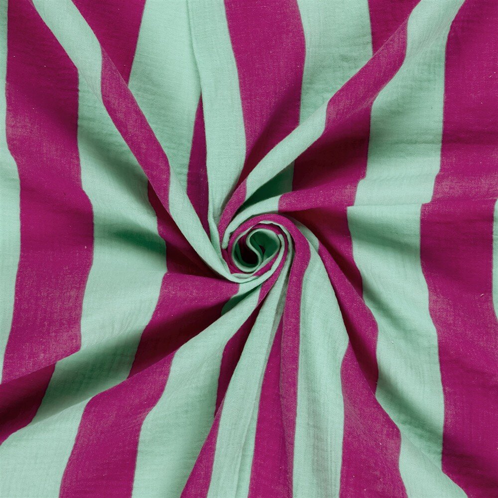 Musselin breite Streifen - pink/mint