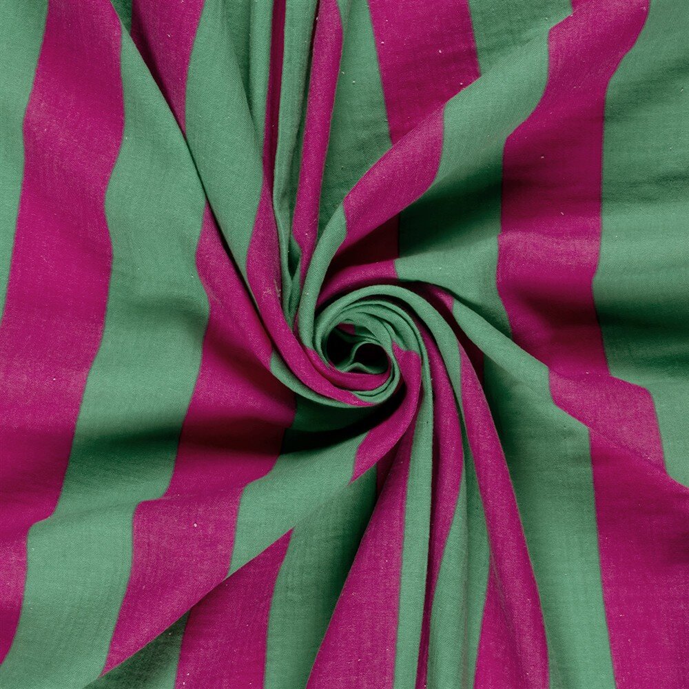 Musselin breite Streifen - pink/grün