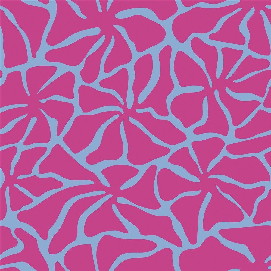 Musselin Blütenformen - eisblau/pink