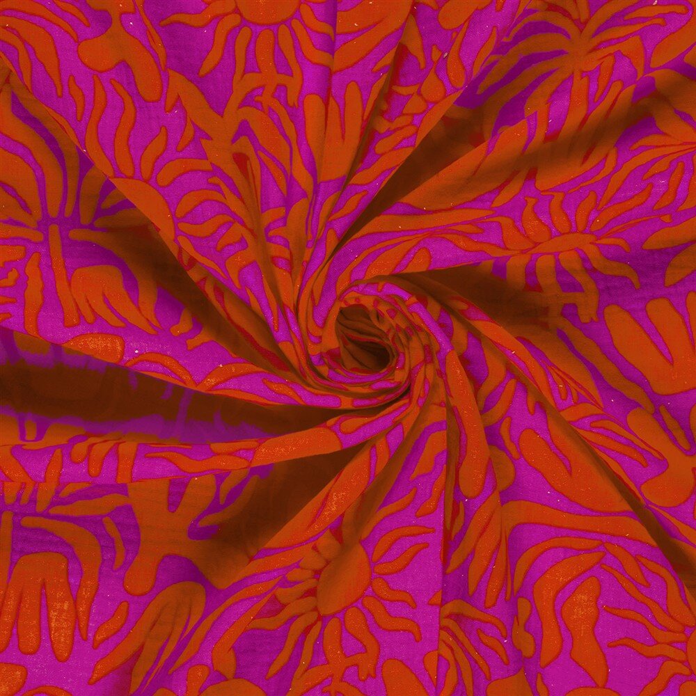 Musselin Sonne & Palmen - pink/koralle