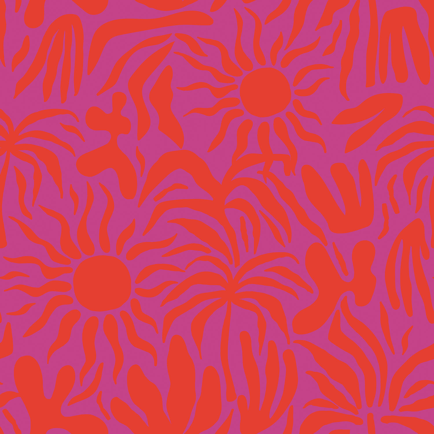 Musselin Sonne & Palmen - pink/koralle