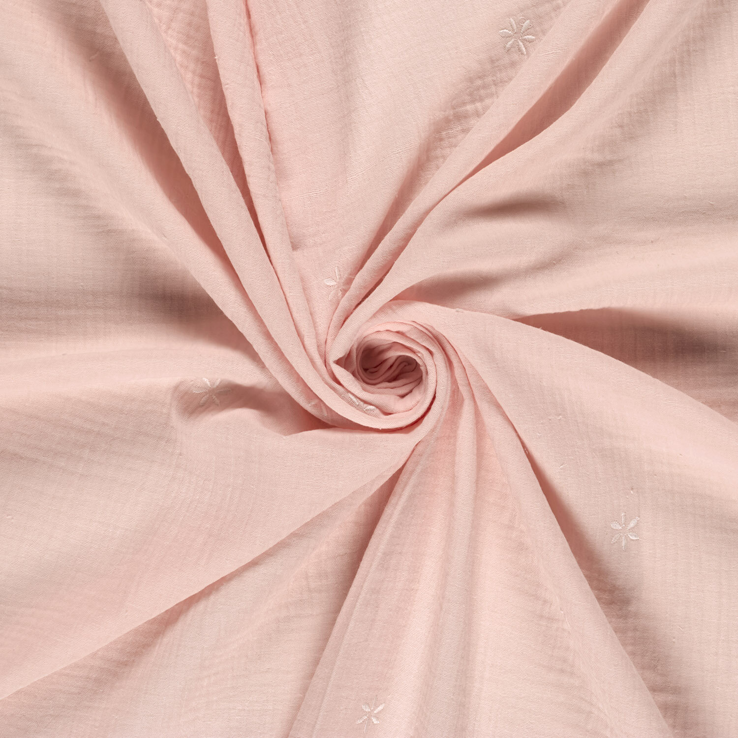 Musselin Bestickte Blümchen - hellrosa