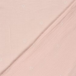 Musselin Bestickte Blümchen - hellrosa