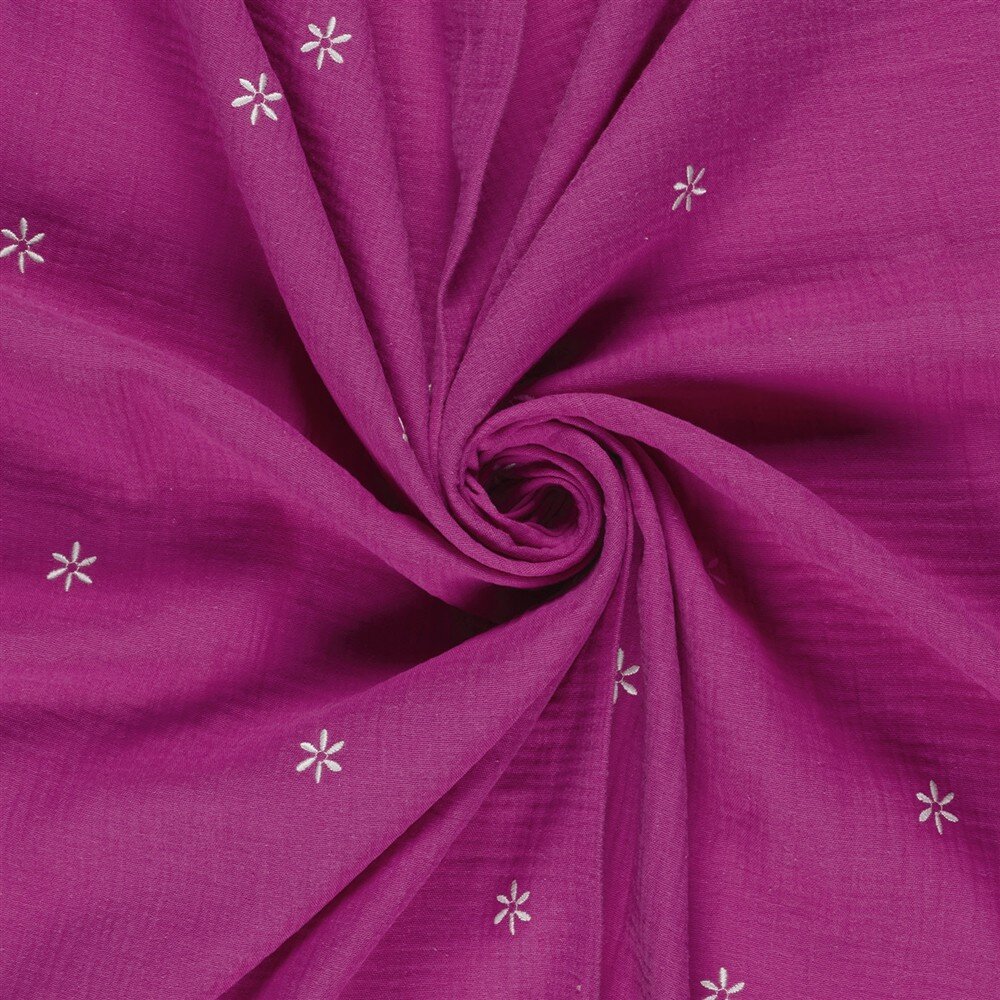 Musselin Bestickte Blümchen - pink