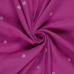 Musselin Bestickte Blümchen - pink