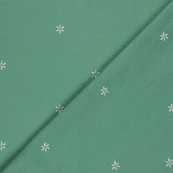 Musselin Bestickte Blümchen - smaragdgrün