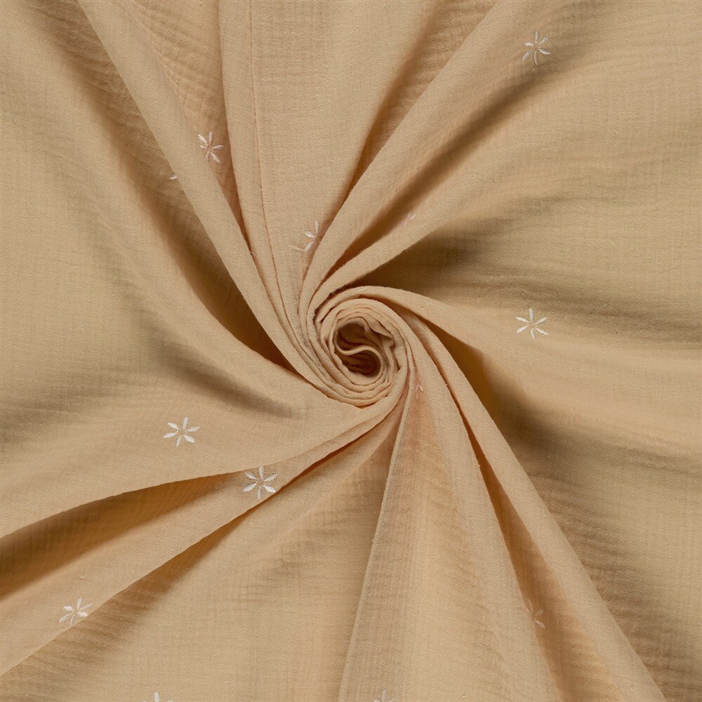 Musselin Bestickte Blümchen - helllachs