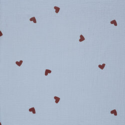 Musselin Bestickte Herzen - hellblau