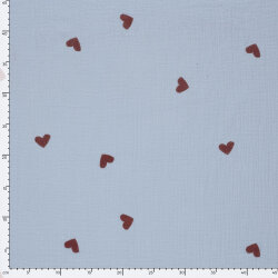 Musselin Bestickte Herzen - hellblau