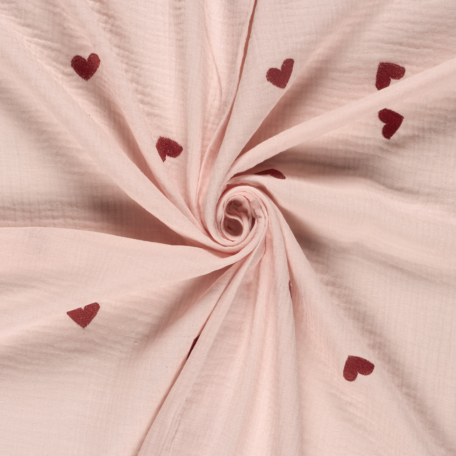Musselin Bestickte Herzen - softrosa