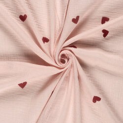 Musselin Bestickte Herzen - softrosa