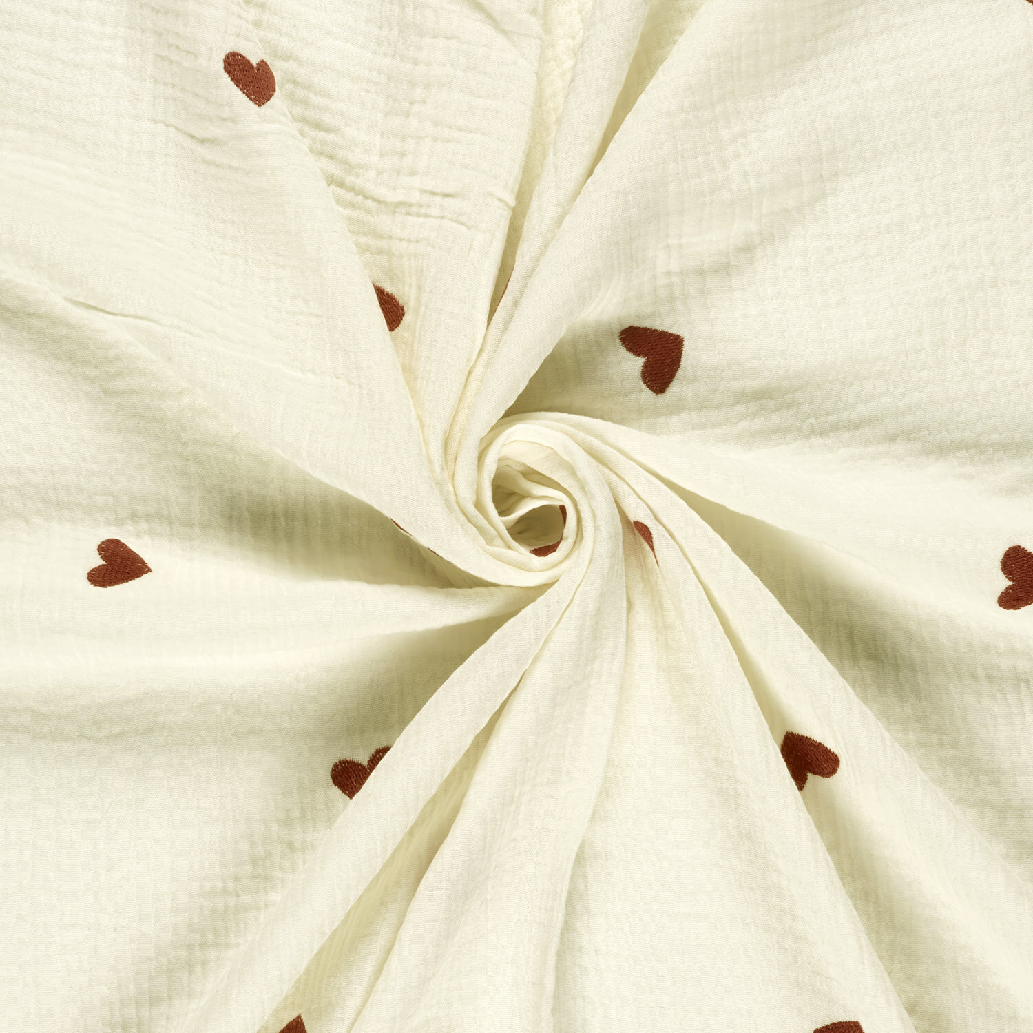 Musselin Bestickte Herzen - creme