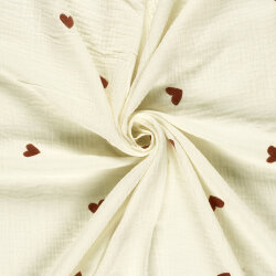 Musselin Bestickte Herzen - creme
